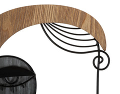 Porte-manteau visage en métal et bois