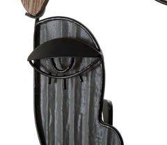 Porte-manteau visage en métal et bois