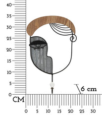 Porte-manteau visage en métal et bois