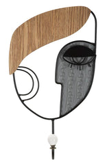 Porte-manteau en métal et bois Visage Cubiste