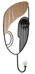 Porte-manteau en métal et bois Visage Cubiste