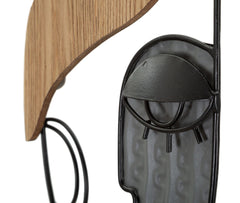 Porte-manteau en métal et bois Visage Cubiste