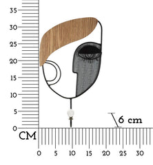Porte-manteau en métal et bois Visage Cubiste