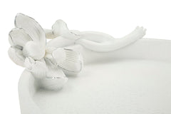 Plateau vide-poches rond Magnolia Résine Blanche finitions Or et Argent