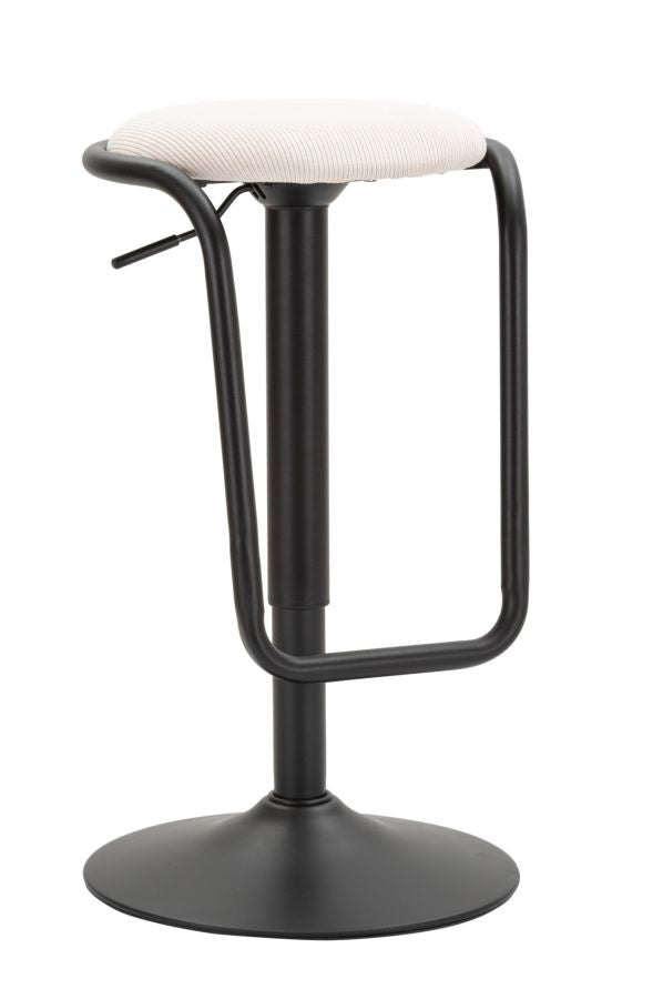 Tabouret de bar rond Destiny Métal et Tissu Blanc
