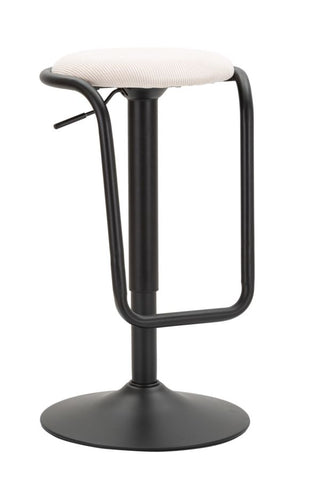 Tabouret de bar rond Destiny Métal et Tissu Blanc