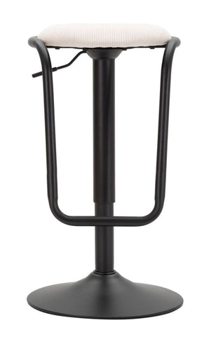 Tabouret de bar rond Destiny Métal et Tissu Blanc