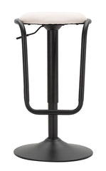 Tabouret de bar rond Destiny Métal et Tissu Blanc