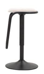 Tabouret de bar rond Destiny Métal et Tissu Blanc
