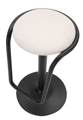 Tabouret de bar rond Destiny Métal et Tissu Blanc