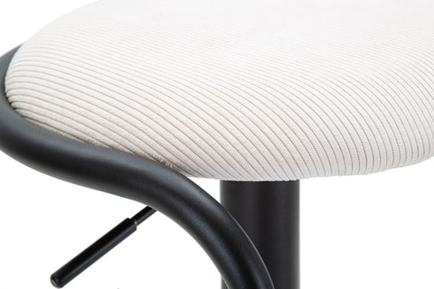Tabouret de bar rond Destiny Métal et Tissu Blanc