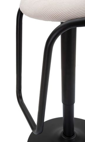 Tabouret de bar rond Destiny Métal et Tissu Blanc