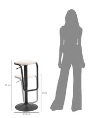 Tabouret de bar rond Destiny Métal et Tissu Blanc