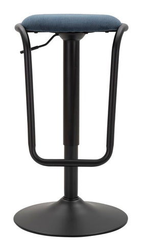 Tabouret de bar rond Destiny Tissu Bleu Marine métal Noir
