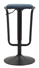 Tabouret de bar rond Destiny Tissu Bleu Marine métal Noir