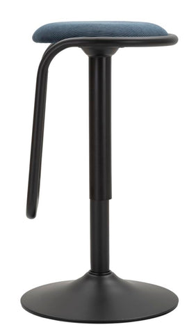 Tabouret de bar rond Destiny Tissu Bleu Marine métal Noir