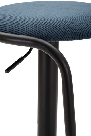 Tabouret de bar rond Destiny Tissu Bleu Marine métal Noir