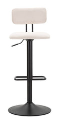 Tabouret de bar pivotant réglable en métal et tissu rembourré Crème