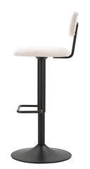 Tabouret de bar pivotant réglable en métal et tissu rembourré Crème