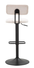 Tabouret de bar pivotant réglable en métal et tissu rembourré Crème
