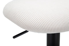 Tabouret de bar pivotant réglable en métal et tissu rembourré Crème