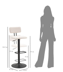Tabouret de bar pivotant réglable en métal et tissu rembourré Crème
