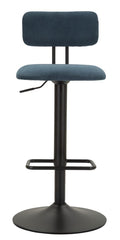 Tabouret de bar rond pivotant en métal Tissu rembourré Bleu Marine