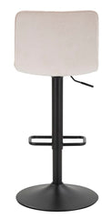 Tabouret de bar rond pivotant en métal et tissu rembourré Crème pieds Noir