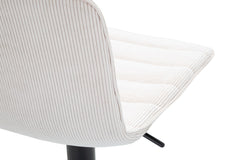 Tabouret de bar rond pivotant en métal et tissu rembourré Crème pieds Noir