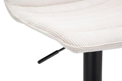 Tabouret de bar rond pivotant en métal et tissu rembourré Crème pieds Noir