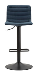 Tabouret de bar rond pivotant en métal et tissu rembourré bleu marine