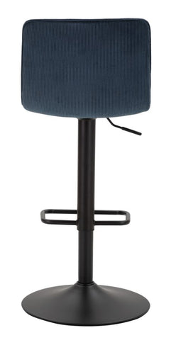 Tabouret de bar rond pivotant en métal et tissu rembourré bleu marine