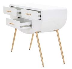 Console Vénus Bois Blanc pieds Métal Doré