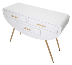 Console Vénus Bois Blanc pieds Métal Doré