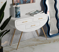 Console Vénus Bois Blanc pieds Métal Doré