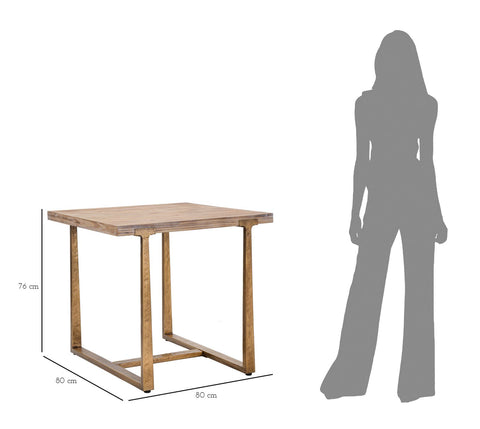 Mesa cuadrada de metal y madera Ankara