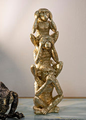 Statuette Singes dorée