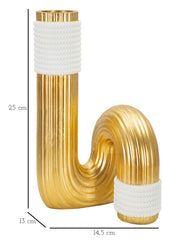Vase en résine dorée avec finitions blanches