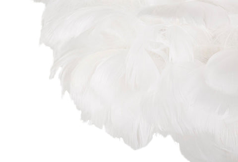 Lampadaire Slim en métal doré et abat-jour plumes synthétiques Blanc