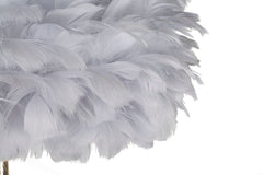 Lampe de sol en métal doré abat-jour plumes synthétiques Gris