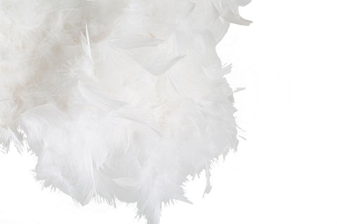 Lampadaire arqué métal noir abat-jour plumes synthétiques