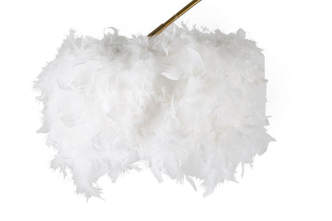 Lampadaire arqué métal noir abat-jour plumes synthétiques