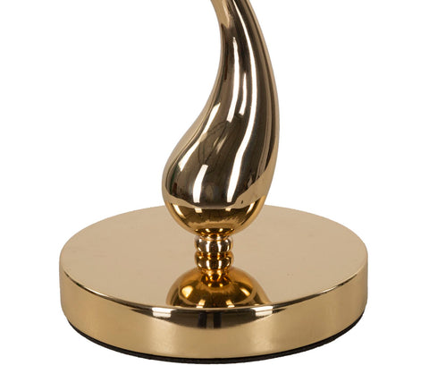Lámpara de mesa Chariot metal dorado pantalla de plumas sintéticas blancas