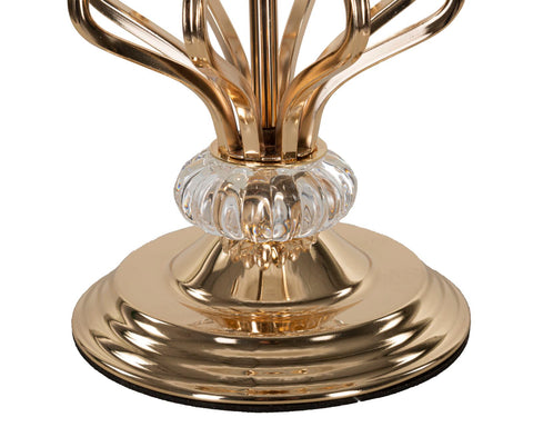 Lámpara de mesa Tarty de metal dorado y pantalla de plumas sintéticas blancas