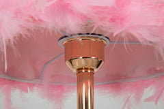 Lampe de table Tarty Métal Doré abat-jour plumes Roses