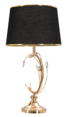 Lampe de table Bruxelles Métal Doré Abat-jour Tissu Noir