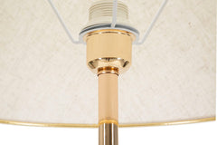 Lampadaire Praga Métal Doré Abat-jour Tissu Beige Bordure Dorée