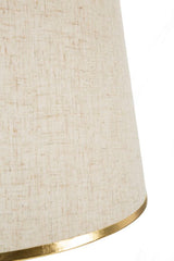 Lampadaire Praga Métal Doré Abat-jour Tissu Beige Bordure Dorée