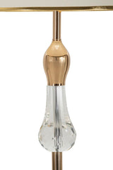 Lampe de sol Bratislava Métal Doré abat-jour Tissu Beige bordure Dorée
