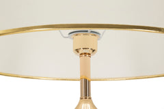Lampe de sol Bratislava Métal Doré abat-jour Tissu Beige bordure Dorée